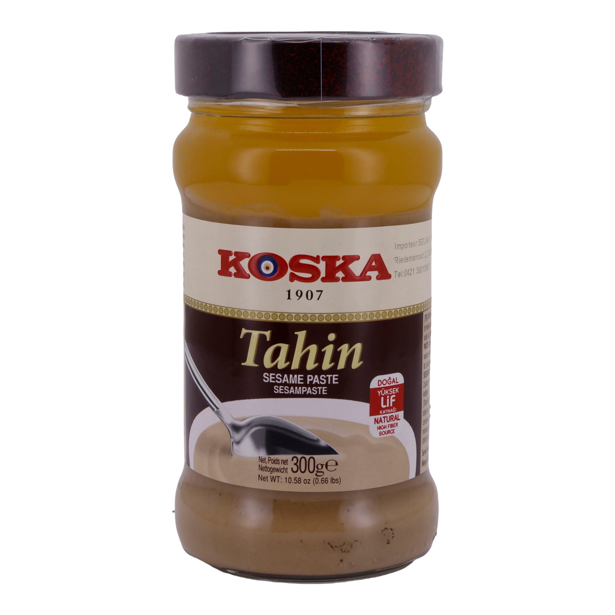 Sesampaste Koska | Dessert oder Brotaufstrich | Tahin, Hochwertig, aus Sesamsamen, hoher Ballaststoffgehalt | 300g KOSKA